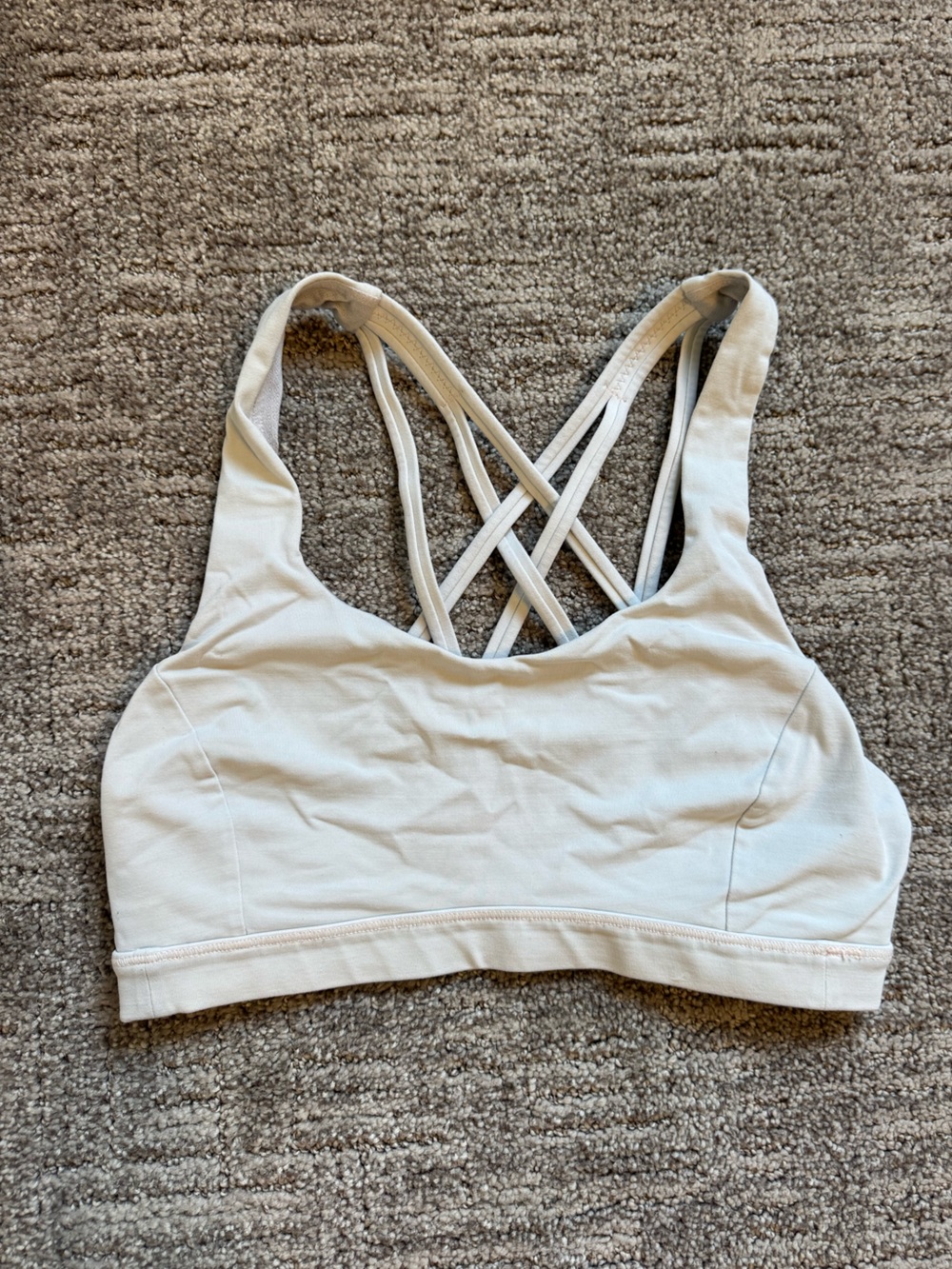 Crisscross Strappy Sports Bra - Light Cream